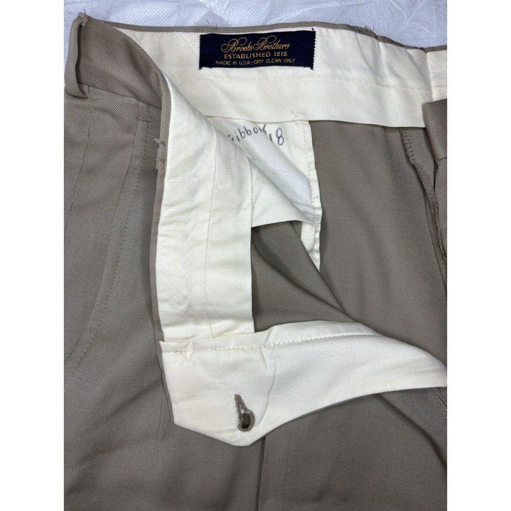 Brooks Brother 1818 Vintage Wool Khaki Trousers‎ 37x30 Regular Fit Made In USA